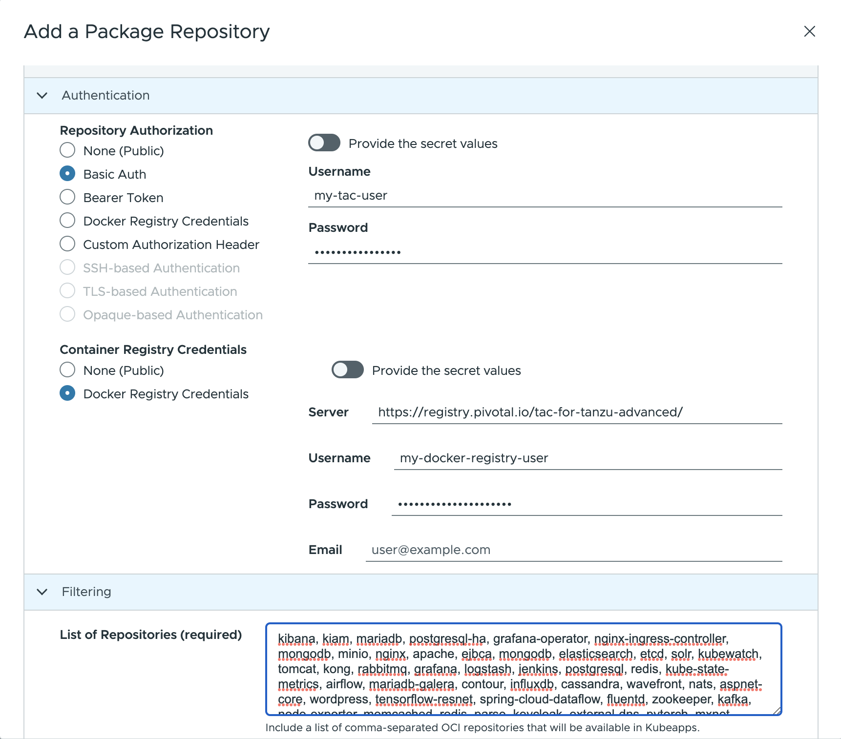 Adding the private repository